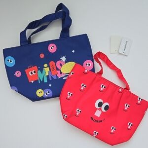 Set Of TWO kids Miniso lunch bags - red and blue designs - NEW